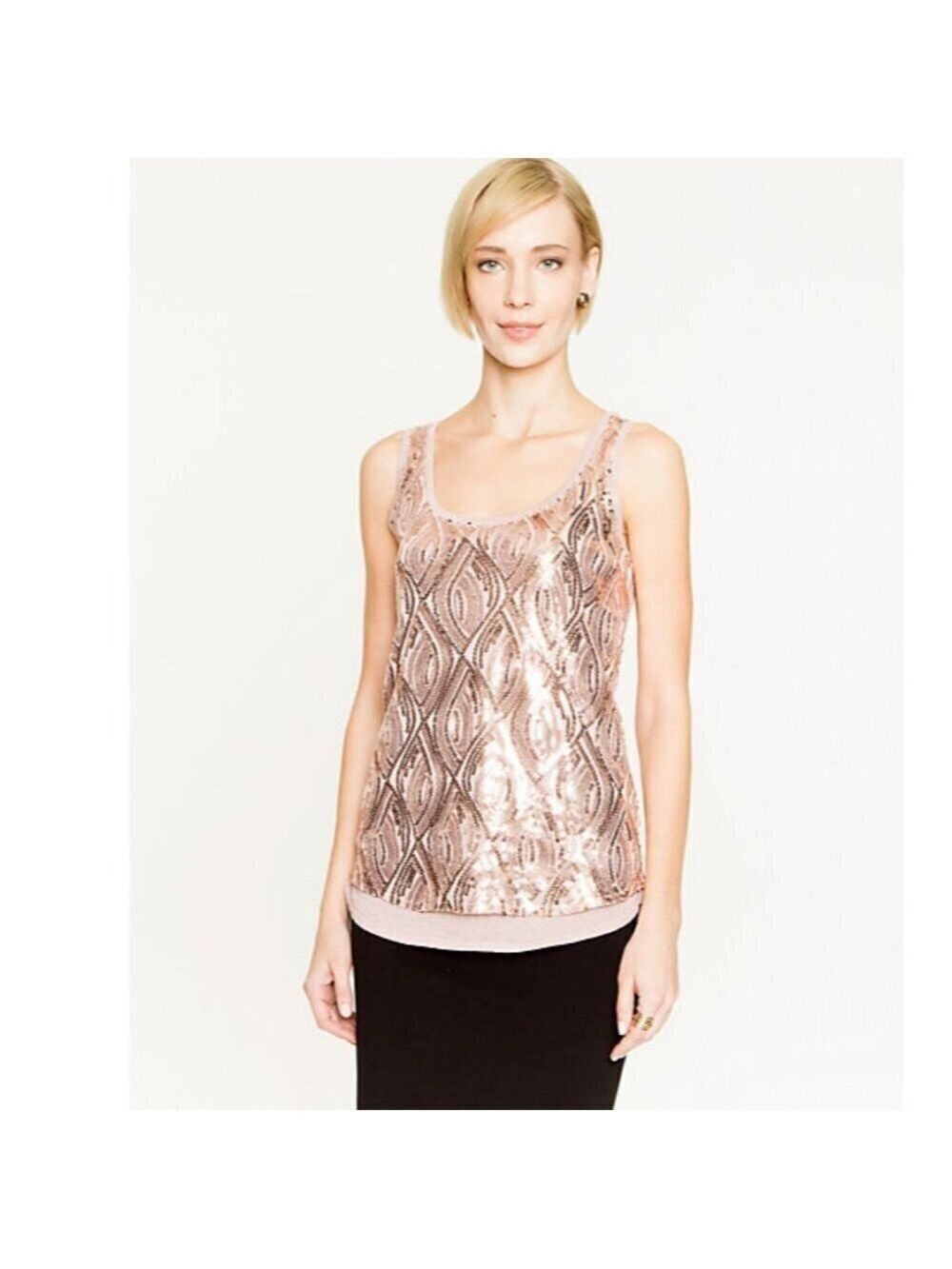 Le Chateau Sequin Scoop Neck Top Size XXL Color Blush